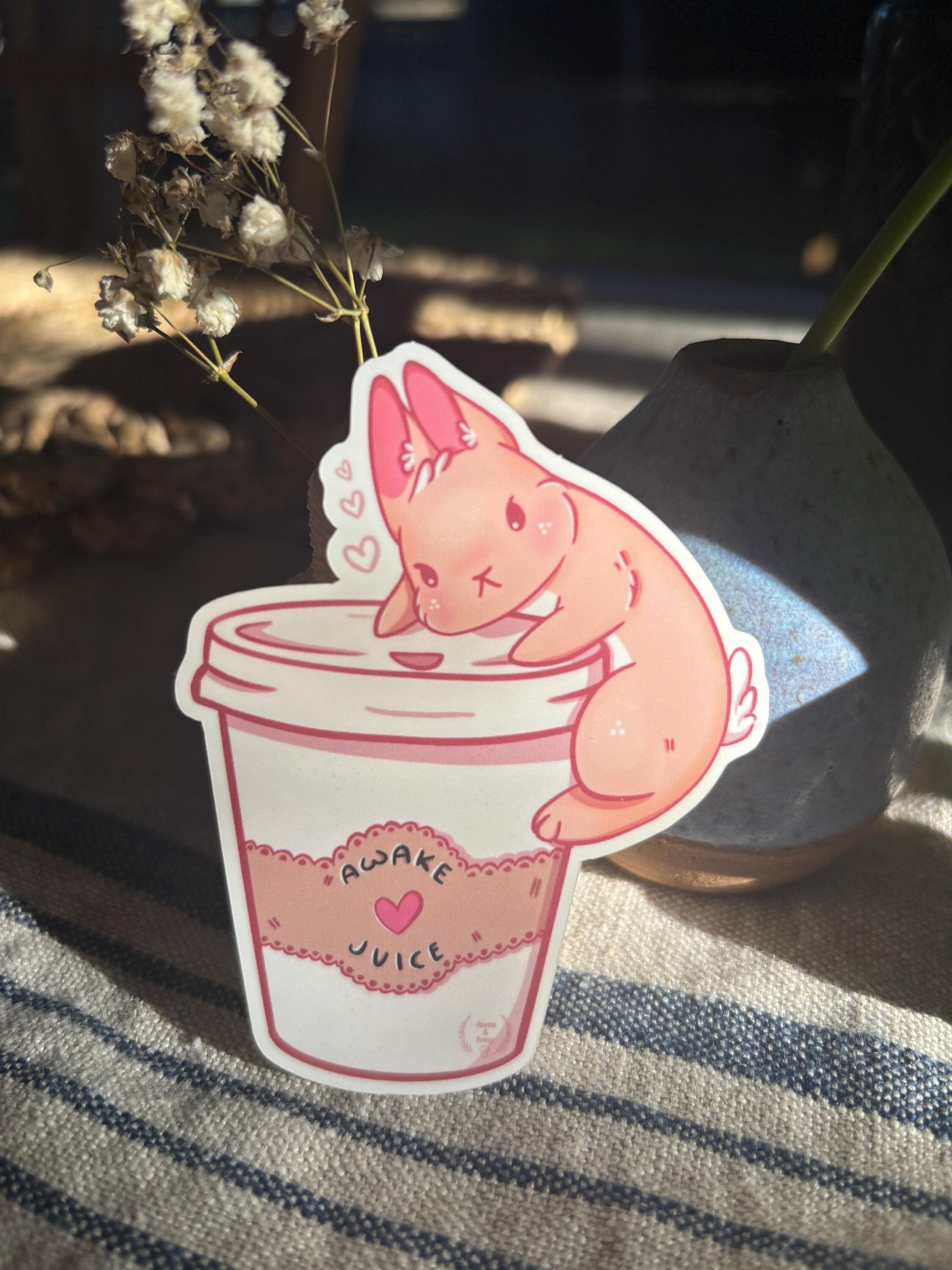 Coffee Bunny Sticker | Rabbit Cottagecore Whimsical Coffee - Etsy