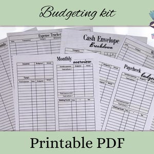 Printable budgeting kit budget by paycheck cash envelope cash envelope breakdown expense tracker weekly check in sinking funds