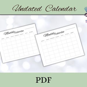 Undated Monthly calendar 8.5 x 11 Inch Calendar Template Monthly Printable Desk Wall Calender Print Ready instant download sun-mon mon-sun