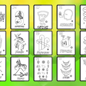 Ensemble de pages à colorier pour jeu de cartes Loteria, Design El Corazon, Art de bingo mexicain, Illustration de cartes Loteria, Feuilles à colorier, Jeu amusant