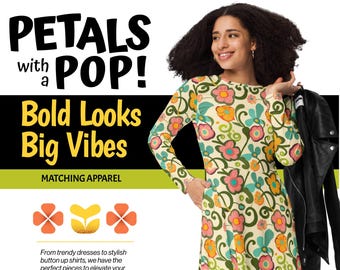 Groovy Flower Power Dress Women Teens - School Teacher Dress with Pockets - Retro 60s 70s Floral Midi Perfect for Casual Outings Vacations
