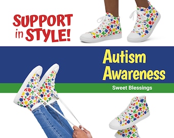 Autismus Bewusstsein Primär Puzzle und Herzen Damen High Top Schnürsenkelschuhe Frauen Teens Mama Schwester Ratgeber Arzt Krankenschwester CNA Schuhe