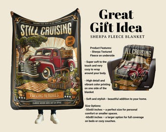 Cobertor de lã sherpa Little Red Truck - Cobertor de lã sherpa macio com charme country e caminhão antigo vintage - Lindo presente de decoração para casa para papai e vovô