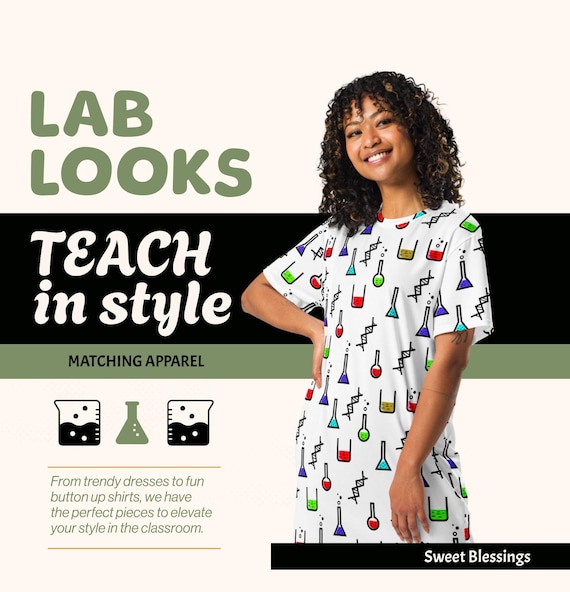 Trendy Science Teacher STEM T-shirt Dress Ladies Teens – Chemistry