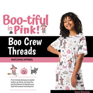 Spaß Halloween T-Shirt Kleid für Damen Lehrer Teenager - Pink Critters Hexen Gespenster Mumien Kleid - Süßes Schul Lehrer Kostüm