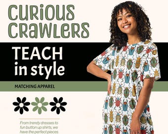 Bright Beetle Parade Insect Bug TShirt Dress for Women Teens – Perfect School Biology Teacher Dress – Fun for Science Fair