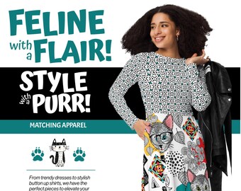 Quirky Crazy Cat Dress Ladies Women Teens - School Teacher Dresses With  Pockets - Fun Feline Kitty Retro-inspired Classroom Wedding Guest - Etsy