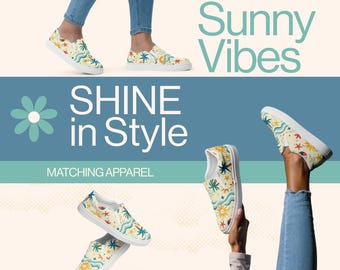 Verspielt Ocean Beach Slip-On Canvas Schuhe Damen - Tropische Hawaiianische Insel Sunny Vibes - Trendy Sommer Sneakers für Krankenschwestern Lehrer Teenager