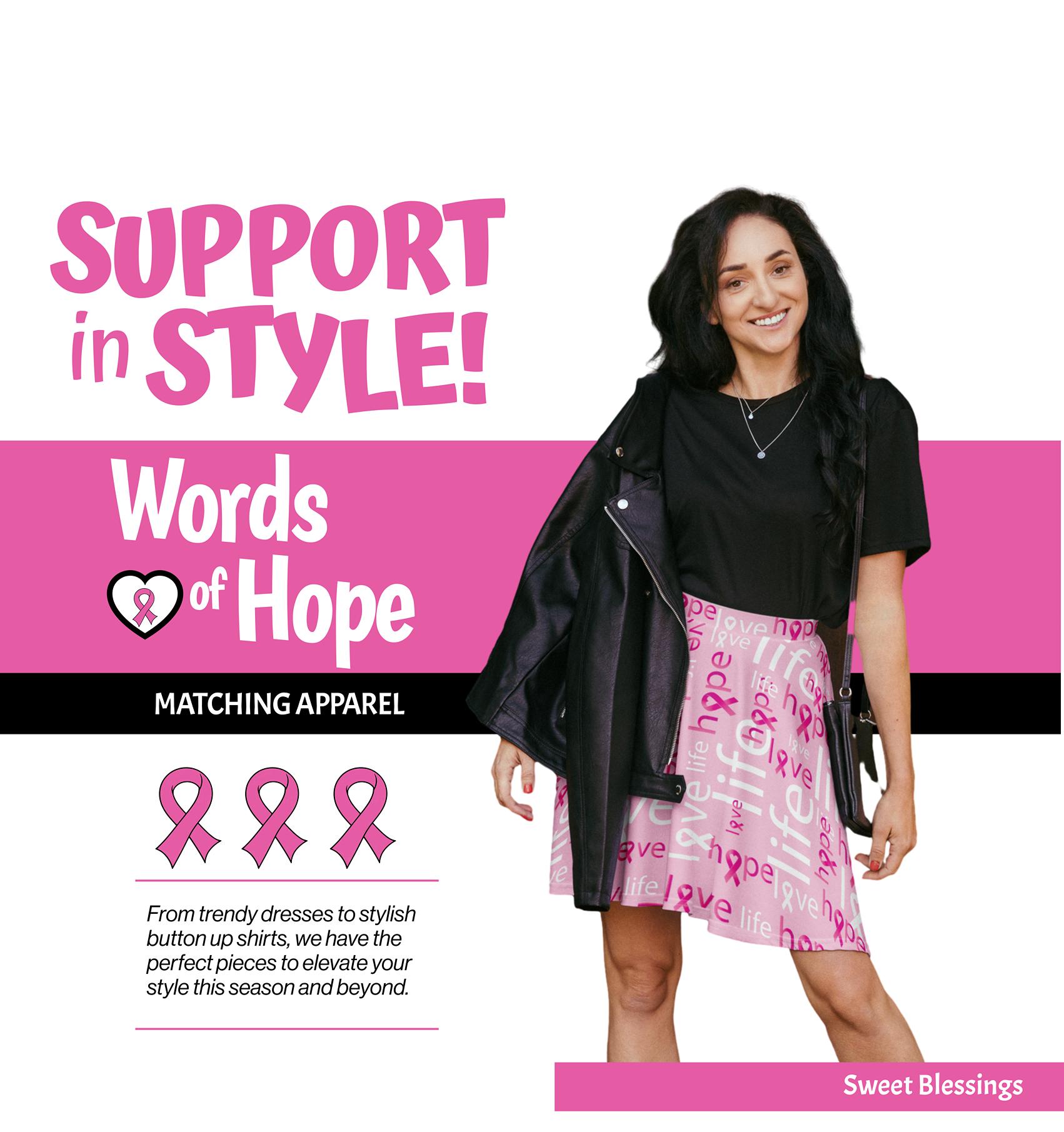 Pinktober Breast Cancer Awareness Skater Skirt Ladies Women Teens