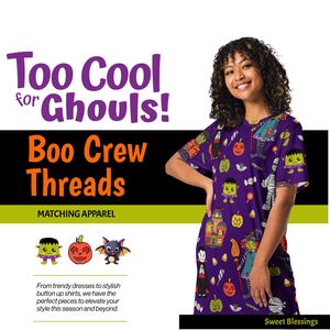 Niedliches Halloween T-Shirt Kleid für Lehrer Teenager - Trendiges Monster Spook Squad Schulkleid - Lustiges Kawaii Ghouls Kostüm