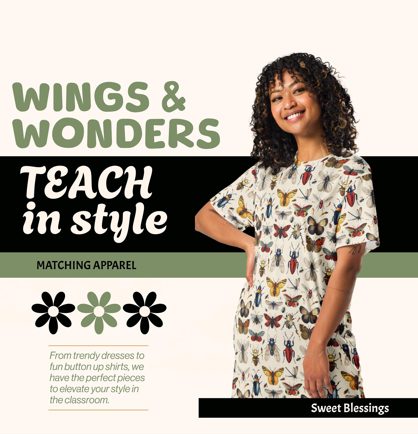Insects Bug Explorers Teacher Dress for Kindergarten Preschool Elementary Math Science Teachers - Flutter Fly Fun Teacher Dress Women Teens Insects Bug Explorers Teacher Dress for Kindergarten Preschool Elementary Math Science Teachers - Flutter Fly Fun Teacher Dress Women Teens