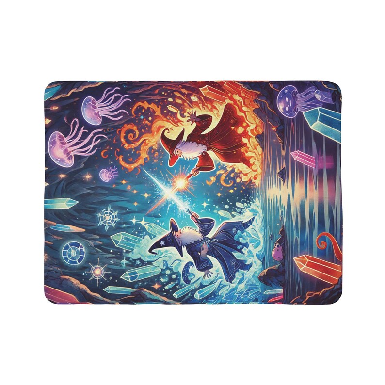 Cobertor Sherpa Infantil Mystical Wizard - Manta de lã com estampa de arte mágica e fantasia, fogo e gelo, presente de aniversário e Natal para meninos e adolescentes, decoração de quarto imagem 9