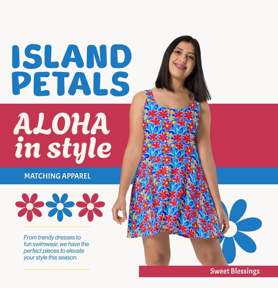 Flirty Fun Summer Dress for Teens - Hawaiian Style Island Petals Skater Dress for Ladies - Trendy Sundress for Cruise Beach Vacation Flirty Fun Summer Dress for Teens - Hawaiian Style Island Petals Skater Dress for Ladies - Trendy Sundress for Cruise Beach Vacation