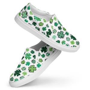 St. Patrick’s Day Shamrock Canvas Shoes for Women - Lucky Irish Green Slip-On Shoes for Teachers Doctors Nurses Travel Casual Workdays