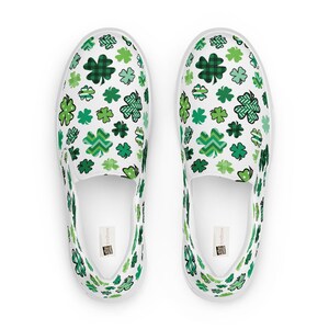 St. Patrick’s Day Shamrock Canvas Shoes for Women - Lucky Irish Green Slip-On Shoes for Teachers Doctors Nurses Travel Casual Workdays