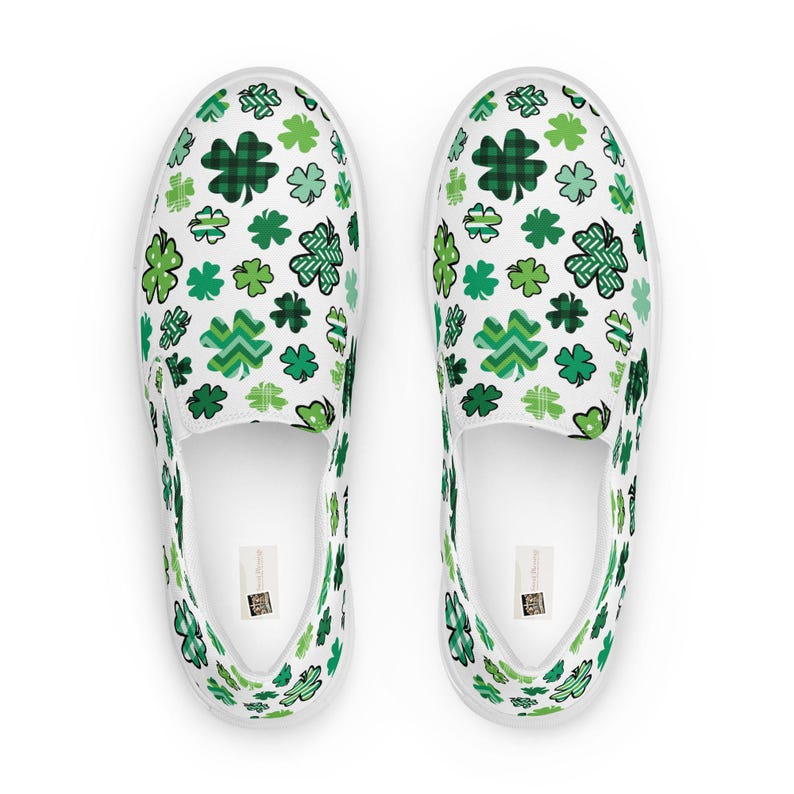 St. Patrick’s Day Shamrock Canvas Shoes for Women - Lucky Irish Green Slip-On Shoes for Teachers Doctors Nurses Travel Casual Workdays