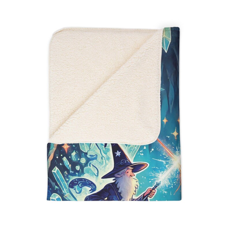 Cobertor Sherpa Infantil Mystical Wizard - Manta de lã com estampa de arte mágica e fantasia, fogo e gelo, presente de aniversário e Natal para meninos e adolescentes, decoração de quarto imagem 7