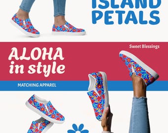 Tropische Hawaii-Insel-Blütenblätter Slip-On-Segeltuchschuhe - Florale Sneakers für Damen - Stilvolle Sommer-Strandkreuzfahrt-Schuhe