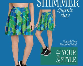 Mystic zeemeermin skaterrok dames tieners – speelse trendy zeemeerminprint mode – perfecte stranddagoutfit – zomerse vrijetijdskleding - bijpassende