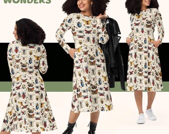 Insect Print Dress for Teachers Ladies Women Teens - Science