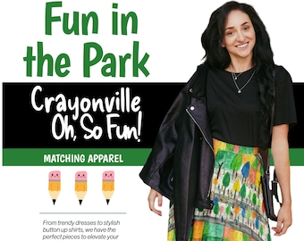 Crayonville Park Fun Skaterrok Dames Dames Tieners - Funky Green Crayon School Skirt - Kleuterschool Kleuterschool Leraren Basisschool