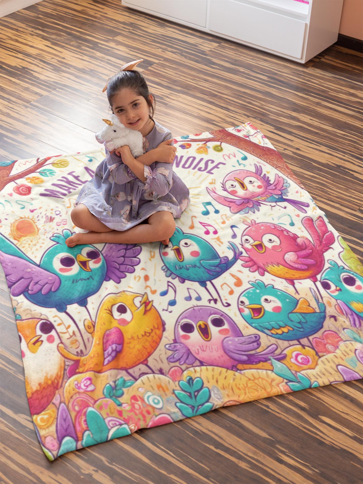 Joyful Noise Velveteen Blanket for Kids - Psalm 100:1-2 Colorful
