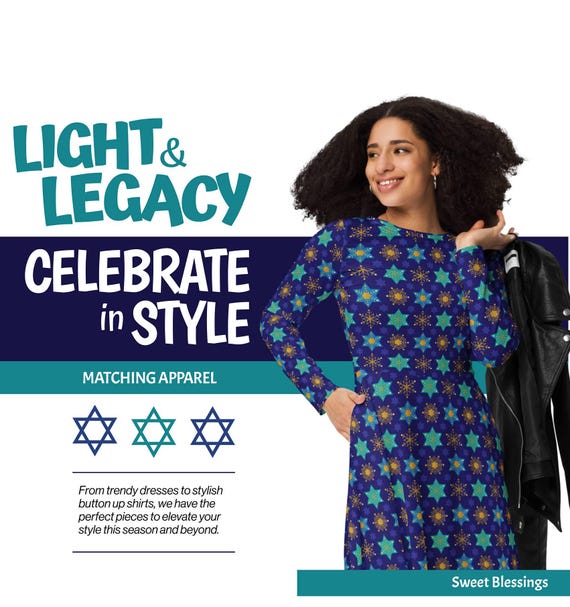 Festive Hanukkah Dress Ladies Women Teens - Star of David Holiday Dress  With Pockets - Perfect School Teacher Dress Hanukkah Celebrations - Etsy