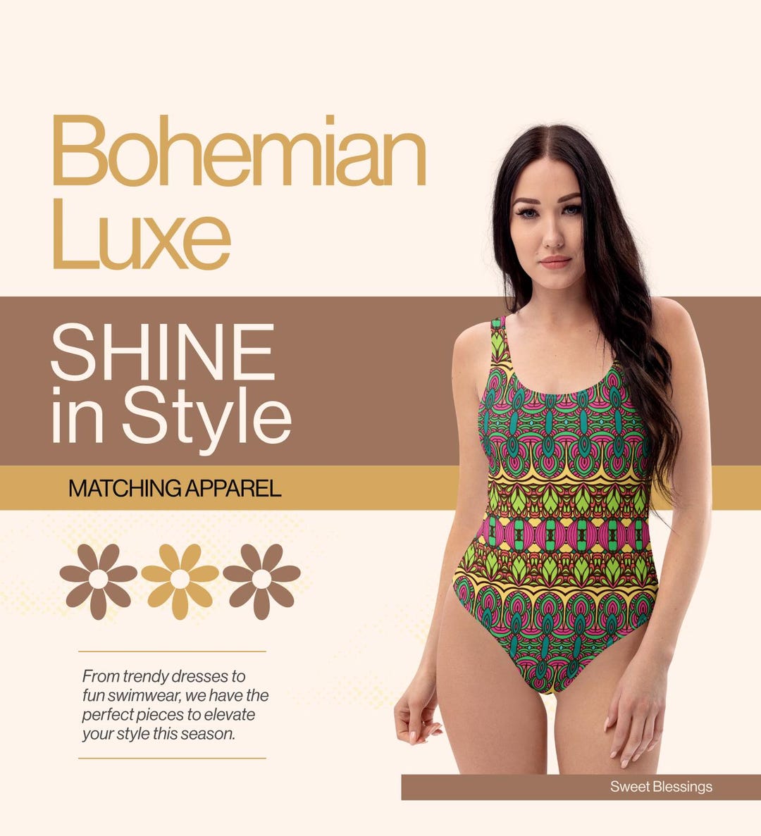 Bohemian Luxe One-piece Swimsuit Ladies – Ornate Boho Inspired