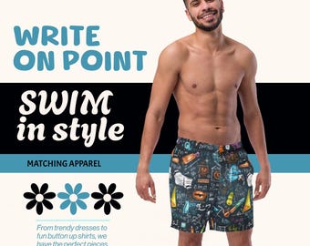 Spaß Sommer Badehose für Herren Teenager - Perfekter Badeanzug für Kreuzfahrt Urlaub - Lehrer Chalkboard Design Bringt Akademischen Spaß
