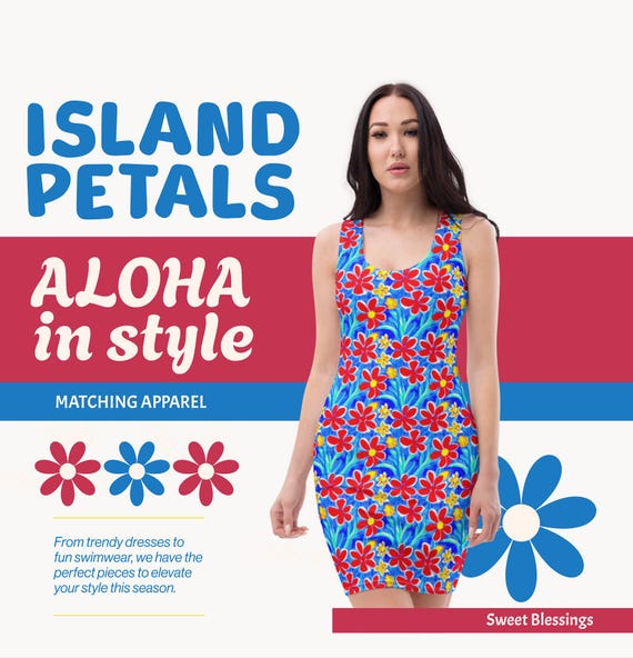 hawaiian print bodycon dress Hawaii Print Dress main image 1