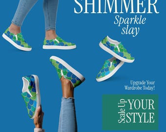Zapatos de lona sin cordones Mystic Mermaid para mujer: calzado de sirena elegante para enfermeras, maestras y adolescentes: zapatos para viajes en cruceros y playas en verano