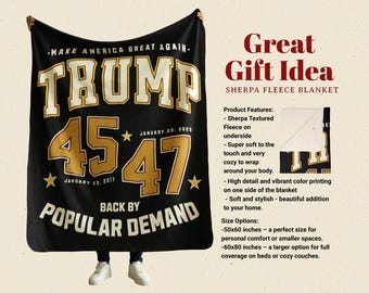 Trump-Inspired Sherpa Fleece Blanket for Inauguration - Christmas Gift Idea - Make America Great Again Gift Idea for Husband Dad Grandfather
