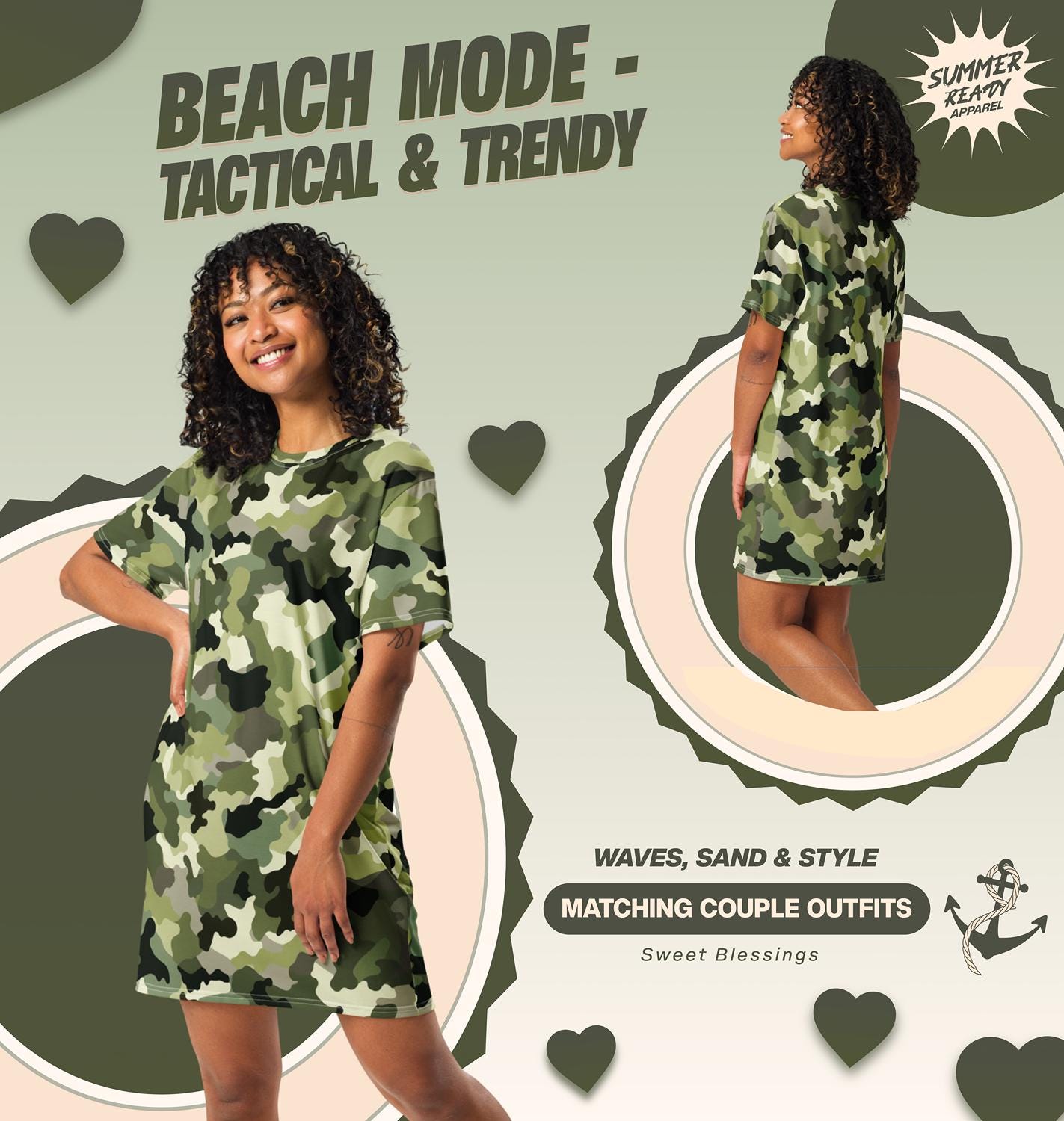 HLBSDM Abito Lungo Mimetico Da Caccia Militare Per Donna – Senza Maniche, Scollo A V, Spalline Sottili, Estivo E Leggero In Poliestere - copertina