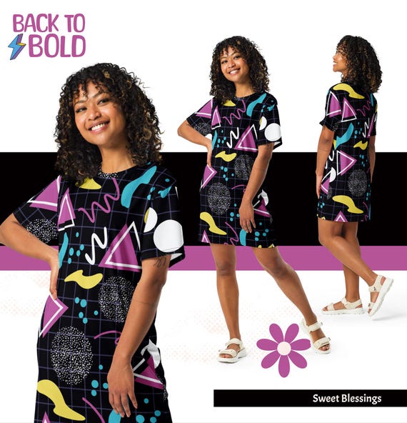 Buy Retro Neon 80s T-shirt Dress Teachers Teens - Nostalgic Fun Ladies 80s  Vibes Grid Dress for Work Casual Wear  Colorful Playful Trendy Online in  India - Etsy