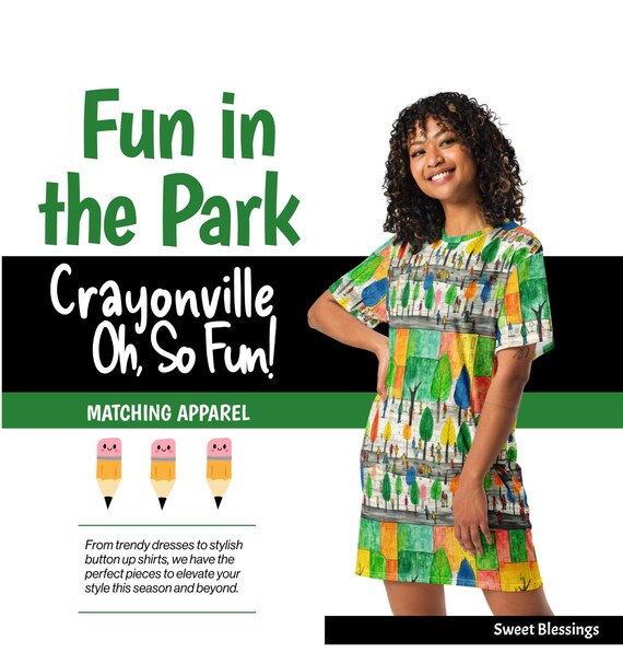parks dress design Crayonville Fun in the Park T-Shirt Ladies Women Teens - Preschool Kindergarten Elementary School Teachers Zoa Dress SIZE:Freesize 45+ Best Work Dresses, Perfect for your little