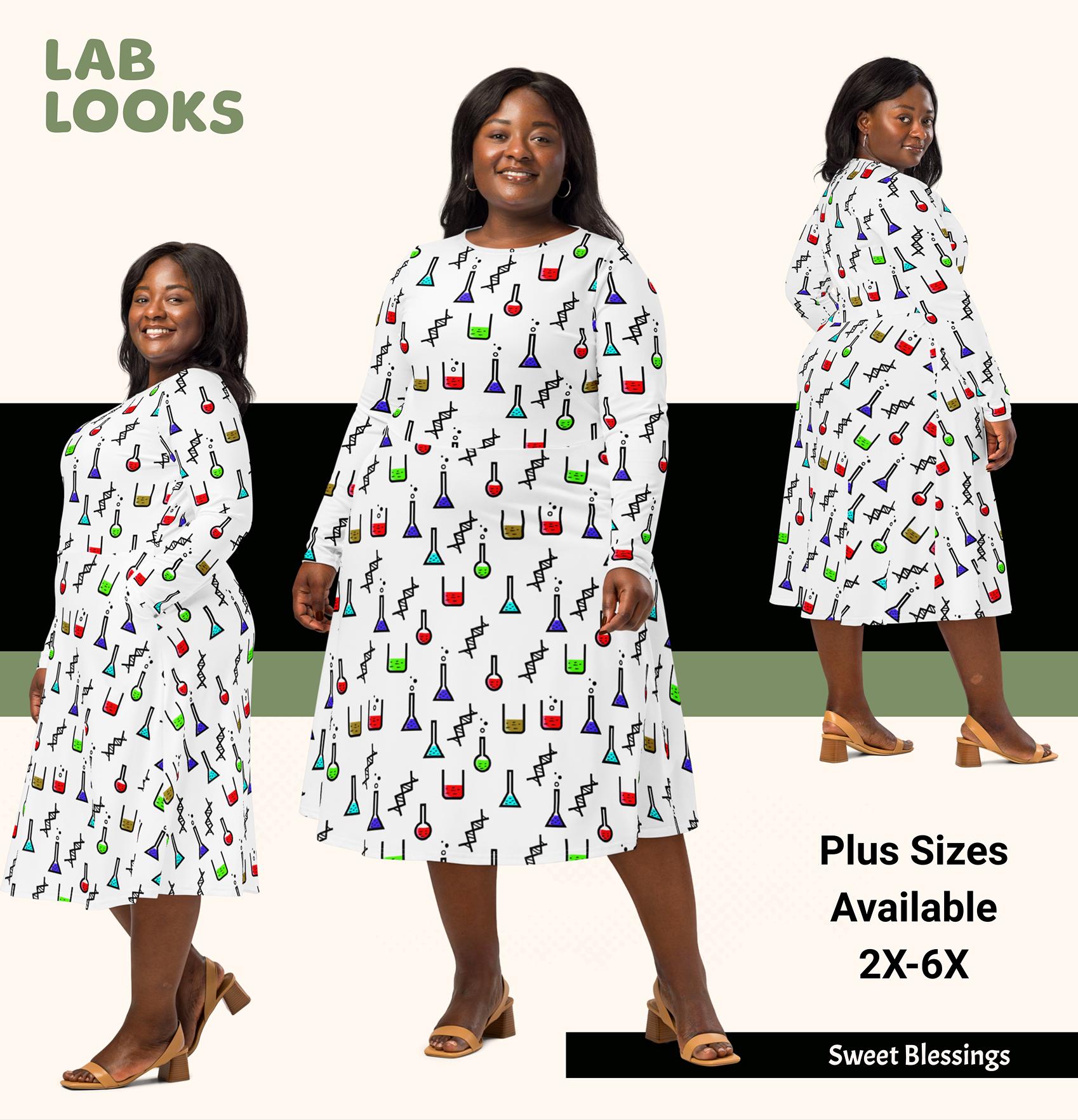 Science Teacher STEM Long Sleeve Midi Dress Ladies Teens – Science