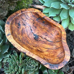 Oyster-Shaped Wood Bowl | Hand-carved Burled Cherry Dish