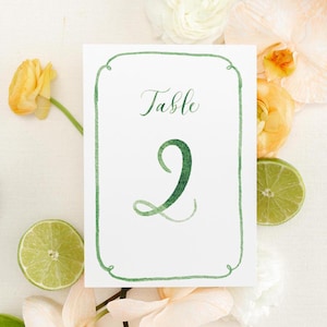 Elegante aquarel bruiloft tafelnummers - direct downloaden