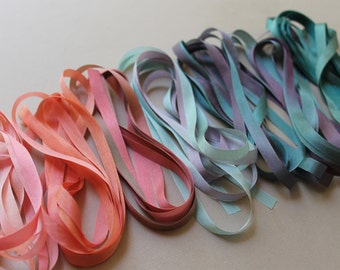 Coral Reef Mix - 14 metres of 7mm silk ribbon