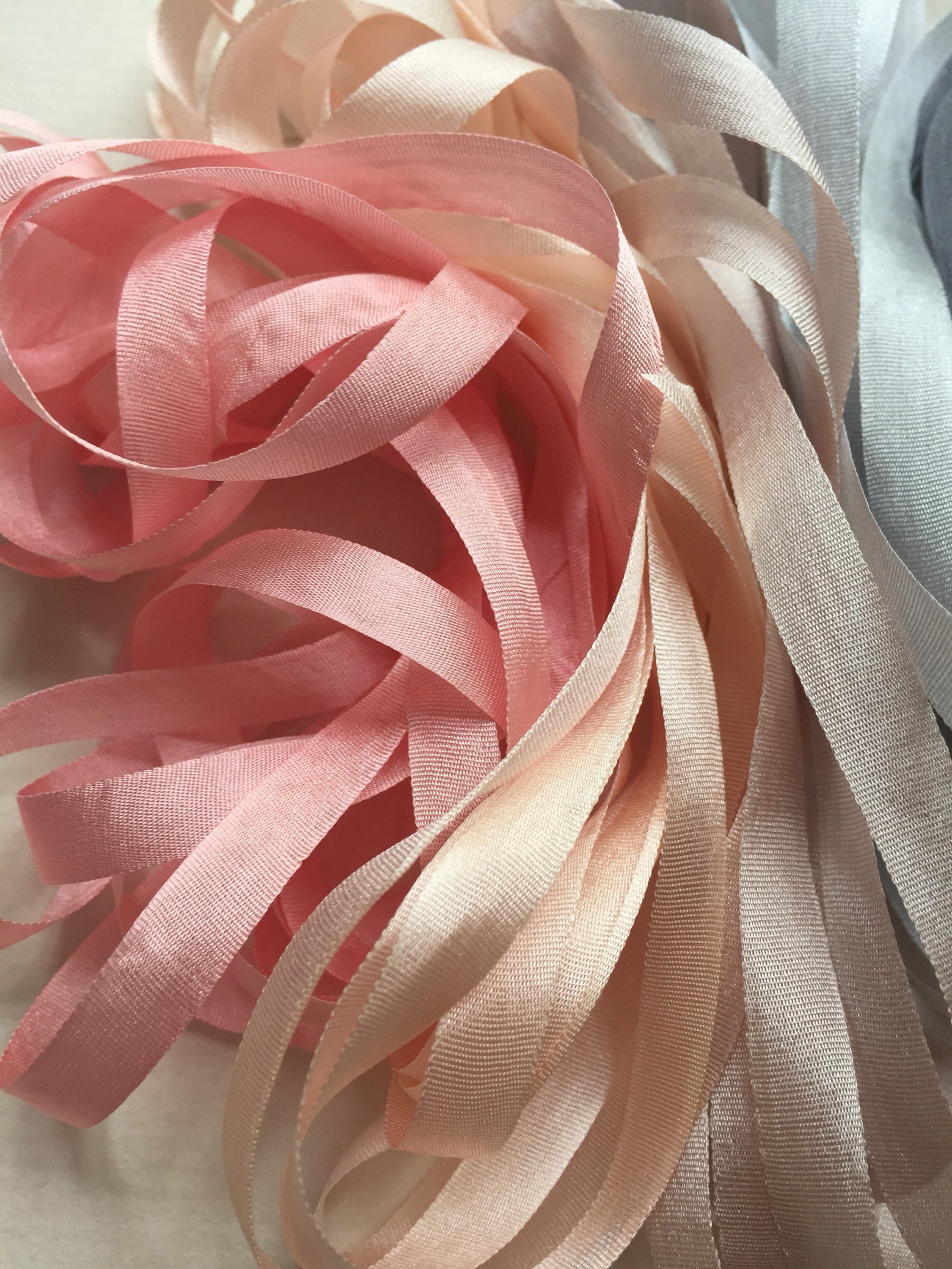 Pink and Grey Mix 10 metres of 7mm silk ribbon Etsy
