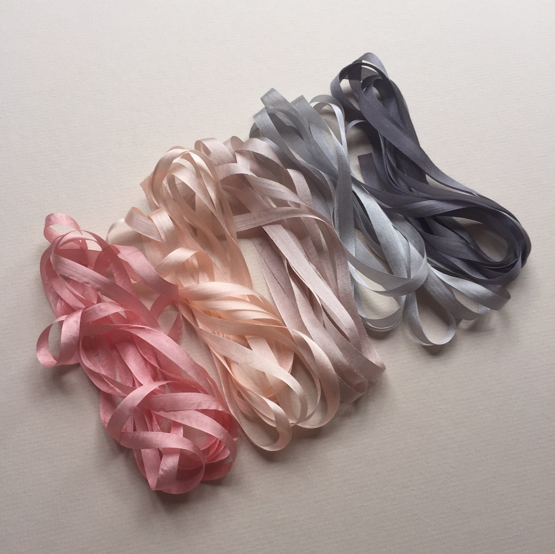 Pink and Grey Mix 10 Metres of 7mm Silk Ribbon Etsy Australia