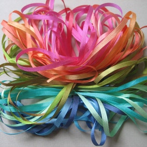 Rainbow mix - 14 metres of 3.5mm silk ribbon