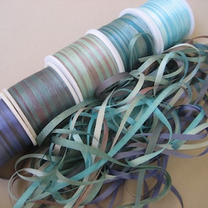 Ocean mix - 10 metres of 3.5mm silk ribbon