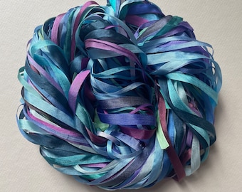 Silk Ribbon Remnants - Purple and Blue