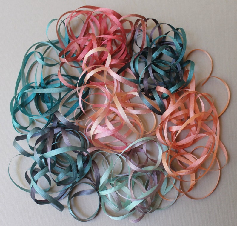 Coral Reef Mix 14 metres of 3.5mm silk ribbon image 4