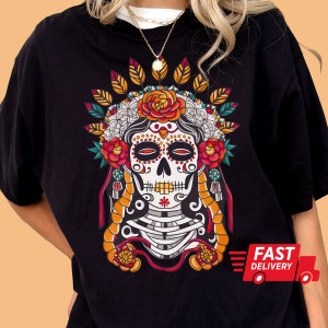 Dia de los muertos shirt Mexican Day Of The Dead Sugar skull Shirt, Mexico Skeleton tee Shirt, Goddess, Halloween Shirts, Unisex Graphic Tee