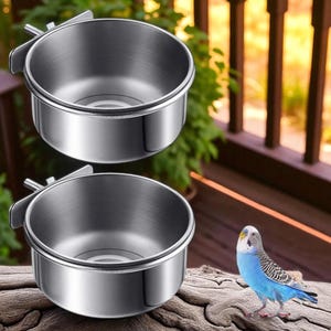 3 piece Bird Feeder Parrot Food Water Cup Stainless Steel Bird Food Bowl With Clamp Holder Parakeet Lovebird Feeders