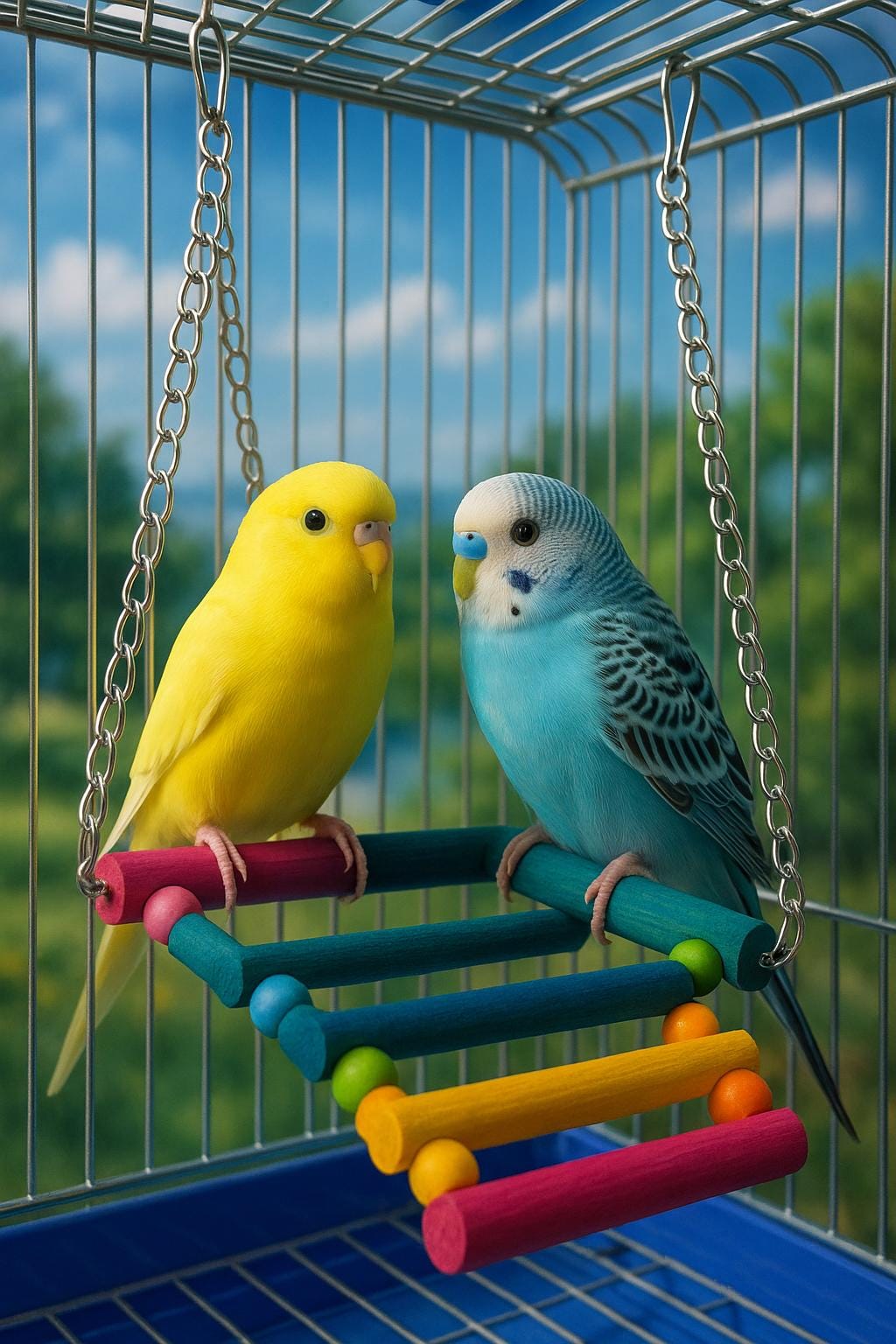 Vibrant Bird Swing Toy – Colorful Hanging Hammock for Parrots, Budgies, Parakeets & Cockatiels
