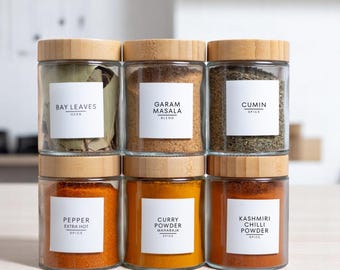 South Asian Indian Spice Labels: 312 Pre-Printed Spice Stickers