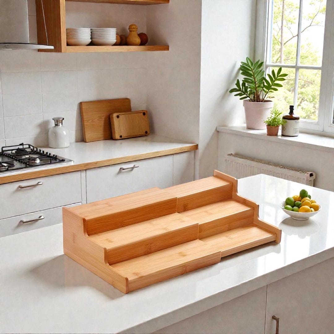 Bamboo 3-tier Spice Rack Organizer | Expandable Kitchen Shelf | Counter ...